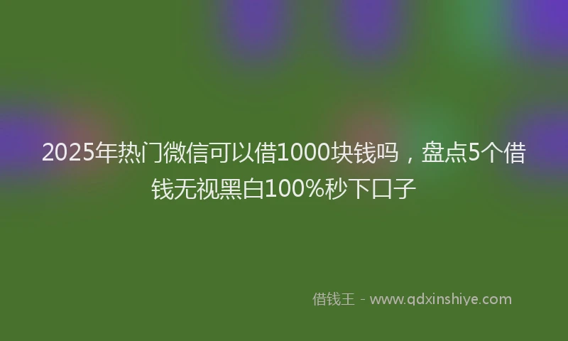 2025年热门微信可以借1000块钱吗，盘点5个借钱无视黑白100%秒下口子