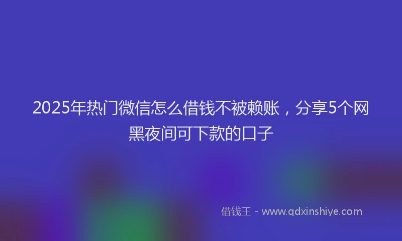 2025年热门微信怎么借钱不被赖账，分享5个网黑夜间可下款的口子