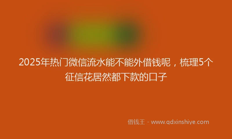 2025年热门微信流水能不能外借钱呢，梳理5个征信花居然都下款的口子