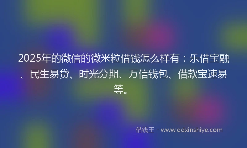 2025年的微信的微米粒借钱怎么样有：乐借宝融、民生易贷、时光分期、万信钱包、借款宝速易等。