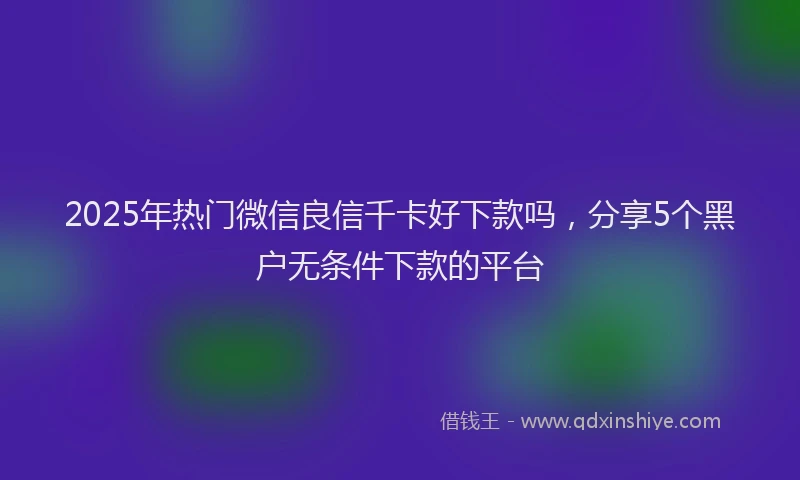 2025年热门微信良信千卡好下款吗，分享5个黑户无条件下款的平台