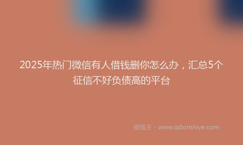 2025年热门微信有人借钱删你怎么办，汇总5个征信不好负债高的平台