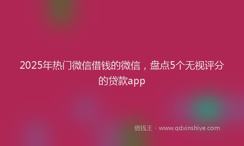 2025年热门微信借钱的微信，盘点5个无视评分的贷款app