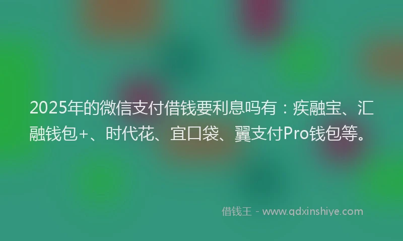 2025年的微信支付借钱要利息吗有：疾融宝、汇融钱包+、时代花、宜口袋、翼支付Pro钱包等。