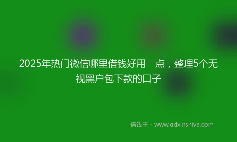 2025年热门微信哪里借钱好用一点，整理5个无视黑户包下款的口子