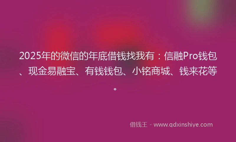2025年的微信的年底借钱找我有：信融Pro钱包、现金易融宝、有钱钱包、小铭商城、钱来花等。