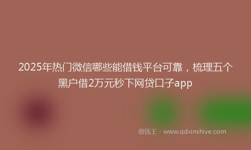 2025年热门微信哪些能借钱平台可靠，梳理五个黑户借2万元秒下网贷口子app