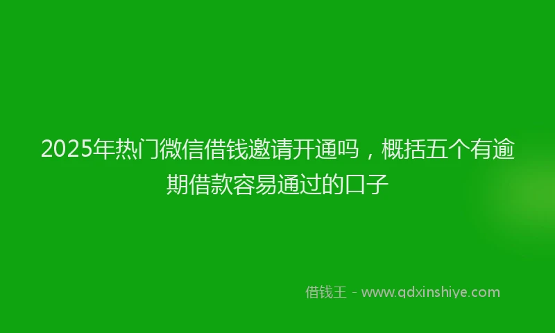 2025年热门微信借钱邀请开通吗，概括五个有逾期借款容易通过的口子