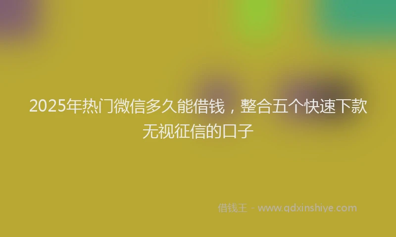 2025年热门微信多久能借钱，整合五个快速下款无视征信的口子