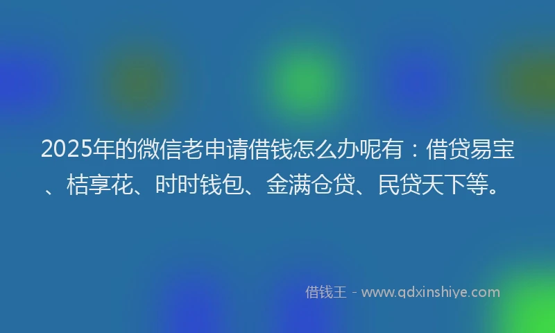 2025年的微信老申请借钱怎么办呢有：借贷易宝、桔享花、时时钱包、金满仓贷、民贷天下等。