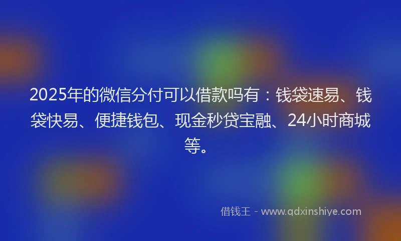 2025年的微信分付可以借款吗有：钱袋速易、钱袋快易、便捷钱包、现金秒贷宝融、24小时商城等。