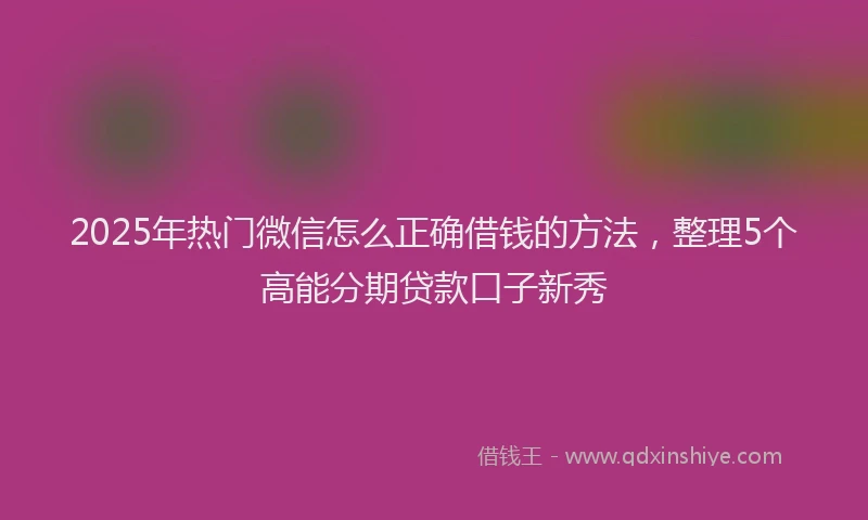 2025年热门微信怎么正确借钱的方法，整理5个高能分期贷款口子新秀
