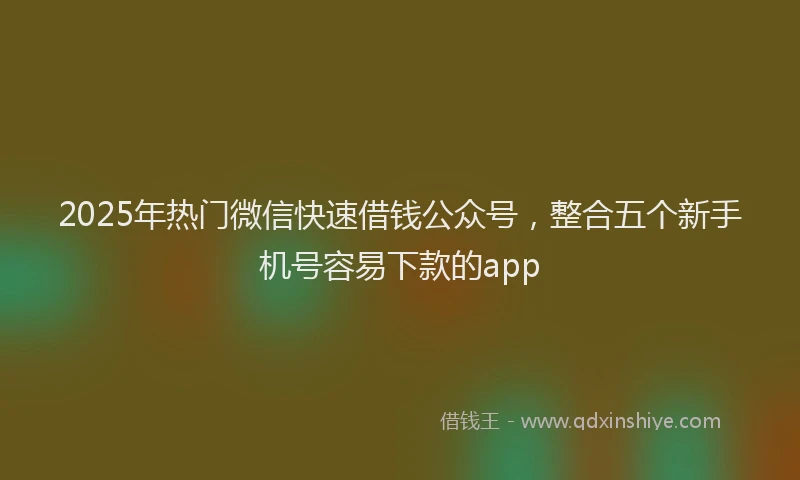 2025年热门微信快速借钱公众号，整合五个新手机号容易下款的app