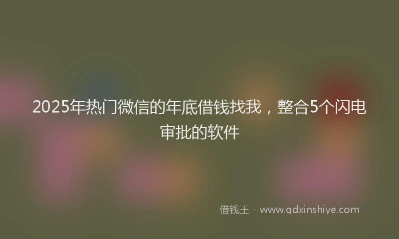 2025年热门微信的年底借钱找我，整合5个闪电审批的软件