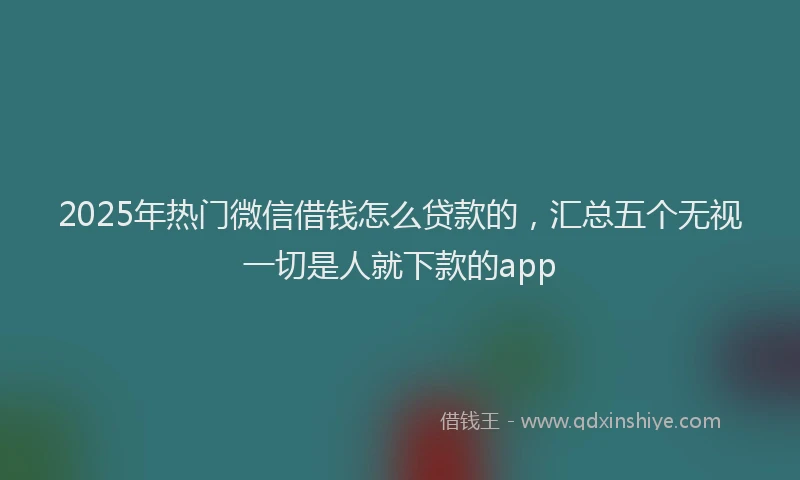 2025年热门微信借钱怎么贷款的，汇总五个无视一切是人就下款的app