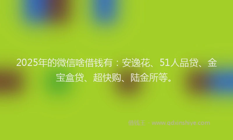 2025年的微信啥借钱有：安逸花、51人品贷、金宝盒贷、超快购、陆金所等。