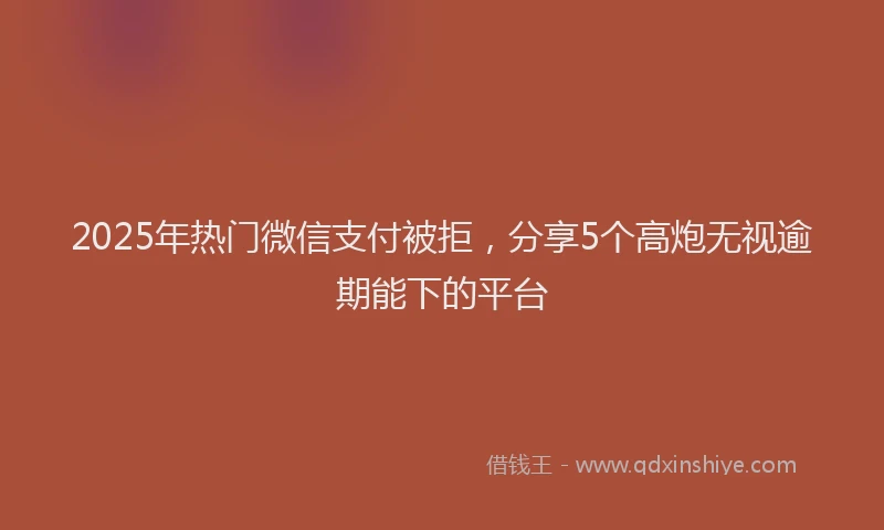 2025年热门微信支付被拒，分享5个高炮无视逾期能下的平台