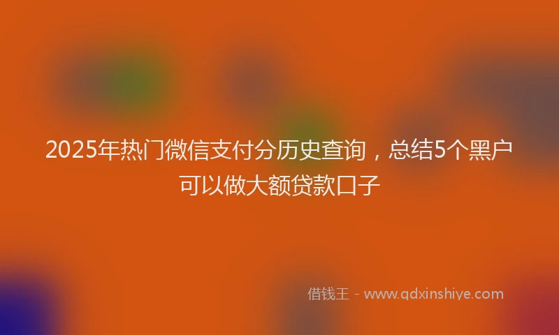 2025年热门微信支付分历史查询，总结5个黑户可以做大额贷款口子