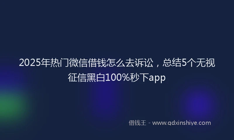 2025年热门微信借钱怎么去诉讼，总结5个无视征信黑白100%秒下app