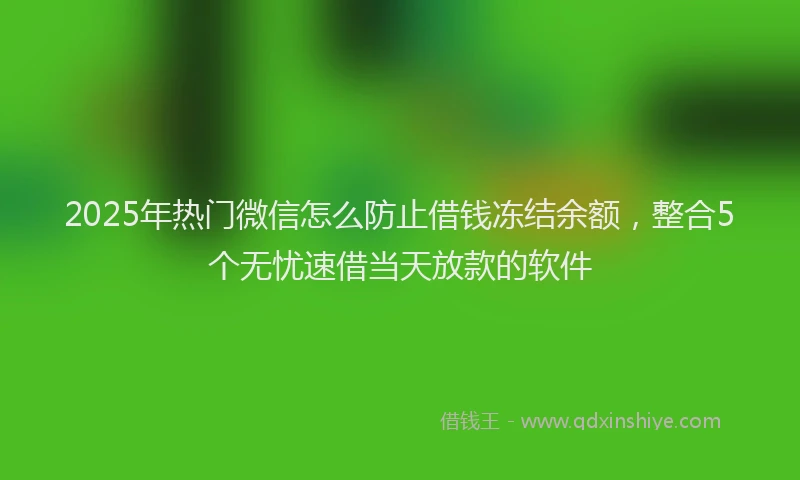 2025年热门微信怎么防止借钱冻结余额，整合5个无忧速借当天放款的软件