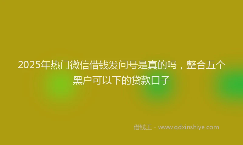 2025年热门微信借钱发问号是真的吗，整合五个黑户可以下的贷款口子