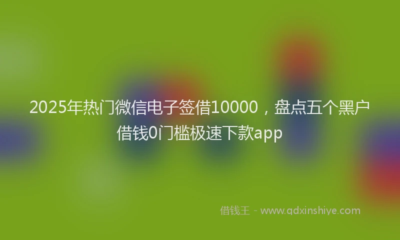 2025年热门微信电子签借10000，盘点五个黑户借钱0门槛极速下款app