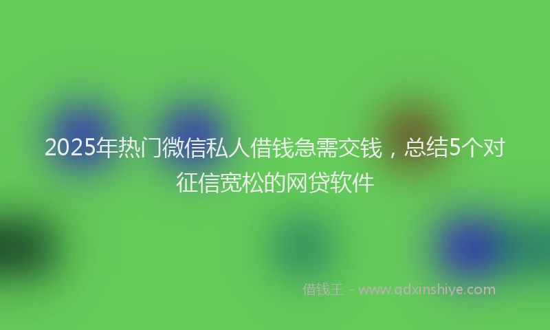 2025年热门微信私人借钱急需交钱，总结5个对征信宽松的网贷软件