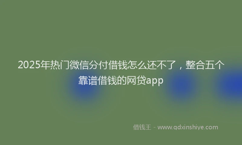 2025年热门微信分付借钱怎么还不了，整合五个靠谱借钱的网贷app