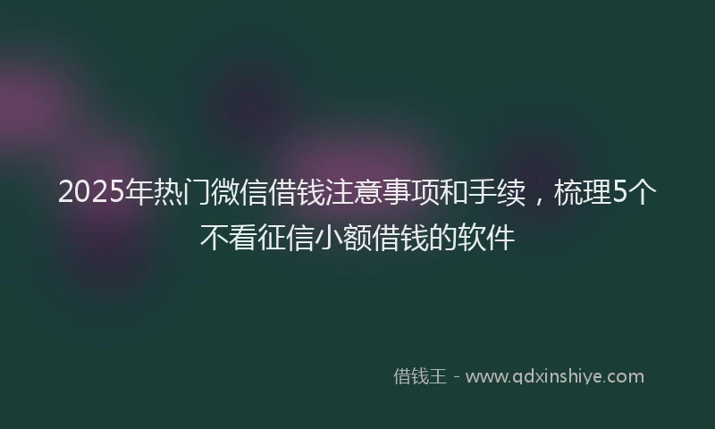 2025年热门微信借钱注意事项和手续，梳理5个不看征信小额借钱的软件