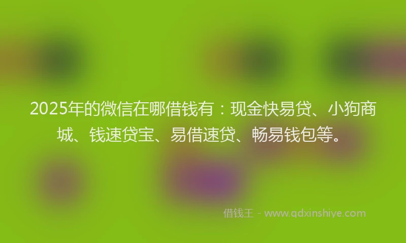 2025年的微信在哪借钱有：现金快易贷、小狗商城、钱速贷宝、易借速贷、畅易钱包等。