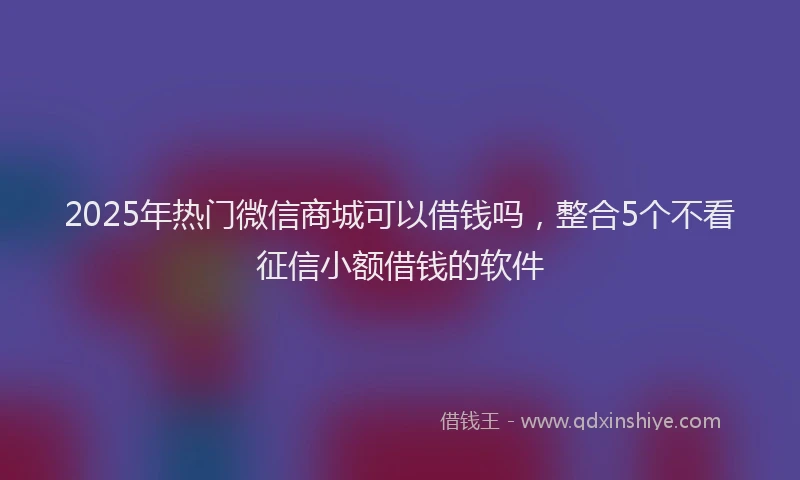 2025年热门微信商城可以借钱吗，整合5个不看征信小额借钱的软件