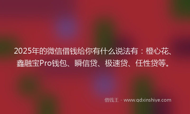 2025年的微信借钱给你有什么说法有：橙心花、鑫融宝Pro钱包、瞬信贷、极速贷、任性贷等。