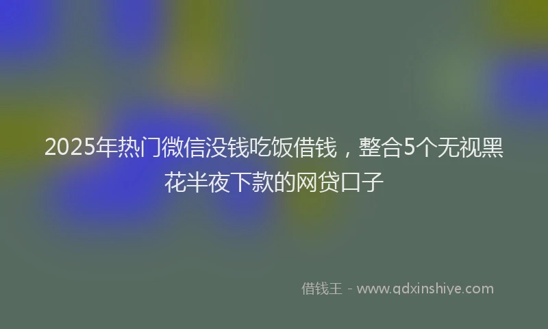 2025年热门微信没钱吃饭借钱，整合5个无视黑花半夜下款的网贷口子
