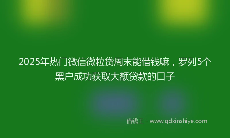 2025年热门微信微粒贷周末能借钱嘛，罗列5个黑户成功获取大额贷款的口子