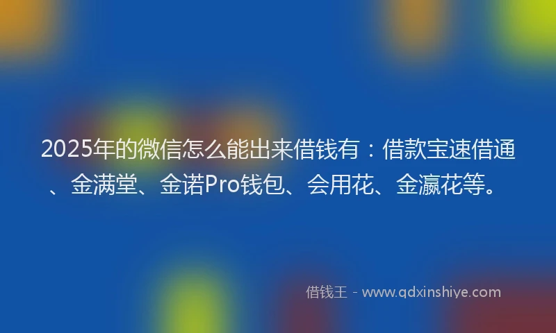 2025年的微信怎么能出来借钱有：借款宝速借通、金满堂、金诺Pro钱包、会用花、金瀛花等。