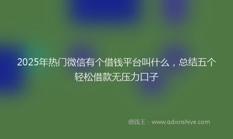 2025年热门微信有个借钱平台叫什么，总结五个轻松借款无压力口子