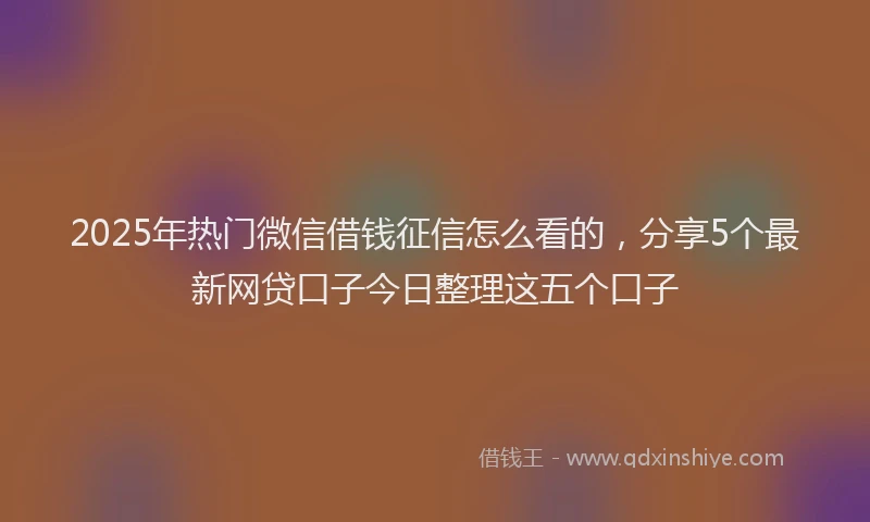 2025年热门微信借钱征信怎么看的，分享5个最新网贷口子今日整理这五个口子
