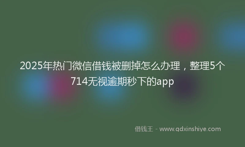 2025年热门微信借钱被删掉怎么办理，整理5个714无视逾期秒下的app