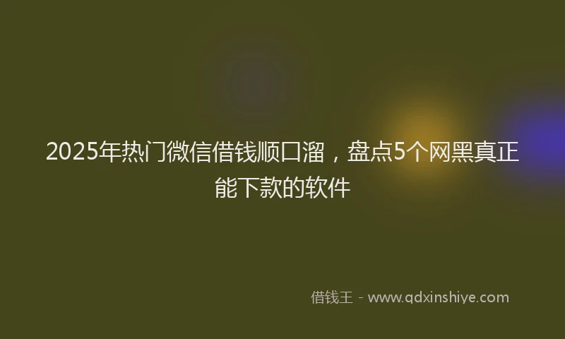 2025年热门微信借钱顺口溜，盘点5个网黑真正能下款的软件
