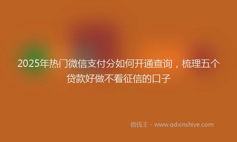 2025年热门微信支付分如何开通查询，梳理五个贷款好做不看征信的口子