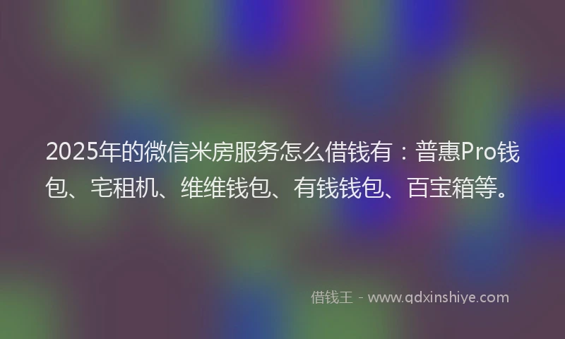 2025年的微信米房服务怎么借钱有：普惠Pro钱包、宅租机、维维钱包、有钱钱包、百宝箱等。