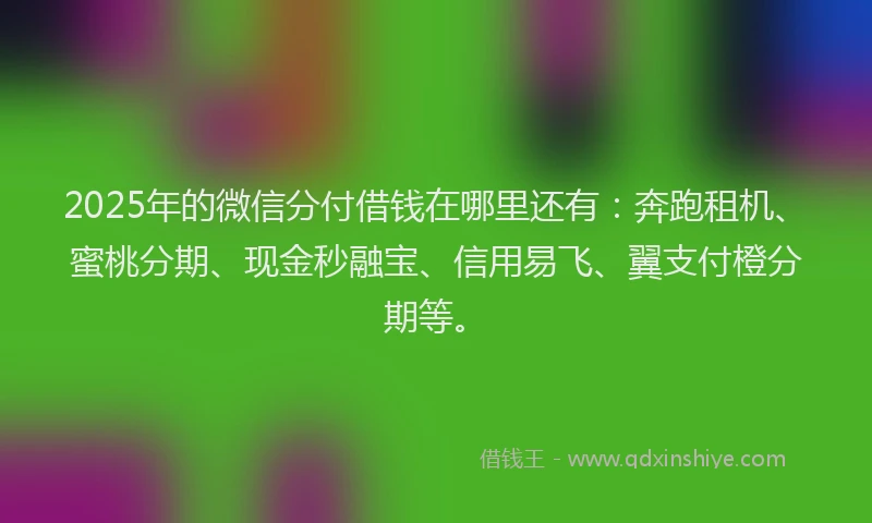 2025年的微信分付借钱在哪里还有：奔跑租机、蜜桃分期、现金秒融宝、信用易飞、翼支付橙分期等。