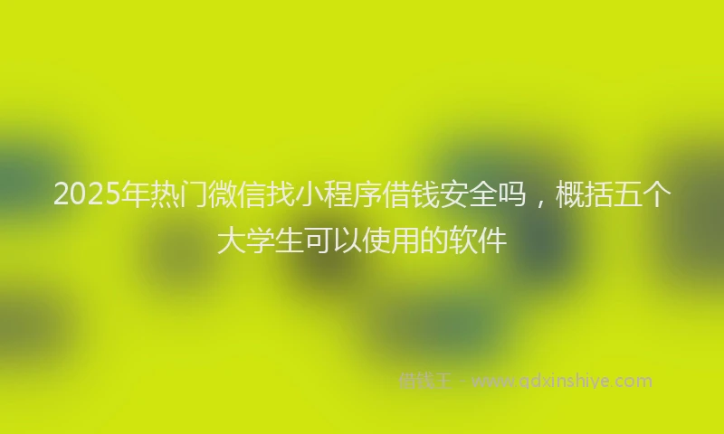 2025年热门微信找小程序借钱安全吗，概括五个大学生可以使用的软件
