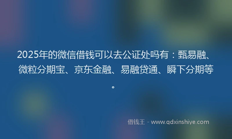 2025年的微信借钱可以去公证处吗有：甄易融、微粒分期宝、京东金融、易融贷通、瞬下分期等。