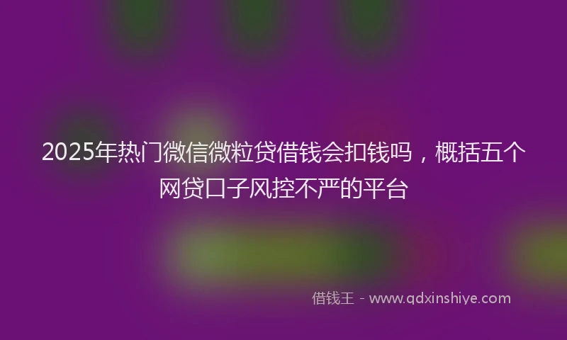 2025年热门微信微粒贷借钱会扣钱吗，概括五个网贷口子风控不严的平台