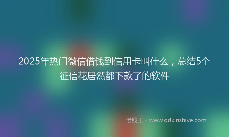 2025年热门微信借钱到信用卡叫什么，总结5个征信花居然都下款了的软件