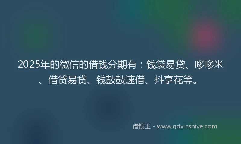 2025年的微信的借钱分期有：钱袋易贷、哆哆米、借贷易贷、钱鼓鼓速借、抖享花等。