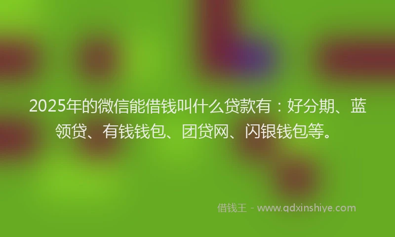2025年的微信能借钱叫什么贷款有：好分期、蓝领贷、有钱钱包、团贷网、闪银钱包等。