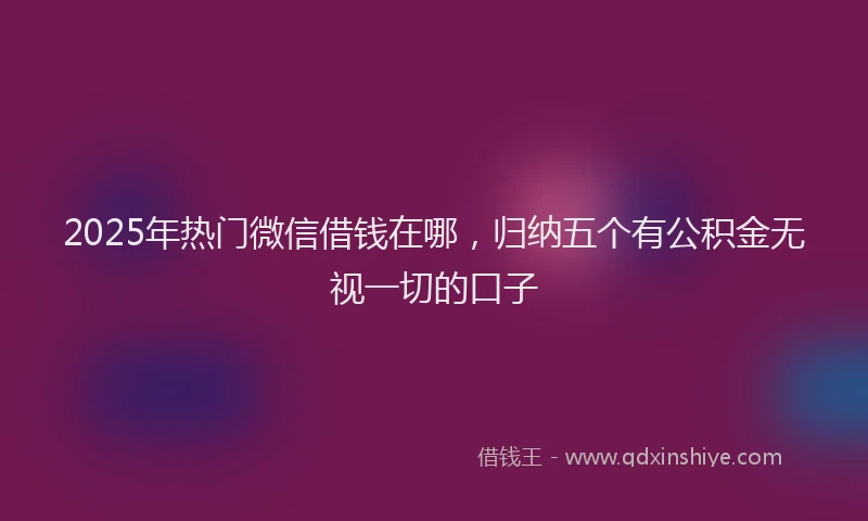 2025年热门微信借钱在哪，归纳五个有公积金无视一切的口子