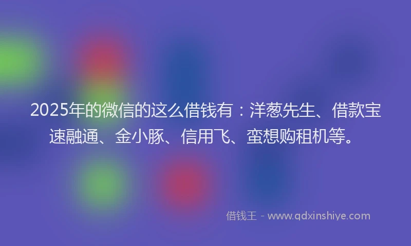 2025年的微信的这么借钱有：洋葱先生、借款宝速融通、金小豚、信用飞、蛮想购租机等。